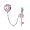 Sterling Silver The Key To My Heart Dangle Charms In White Gold Plated