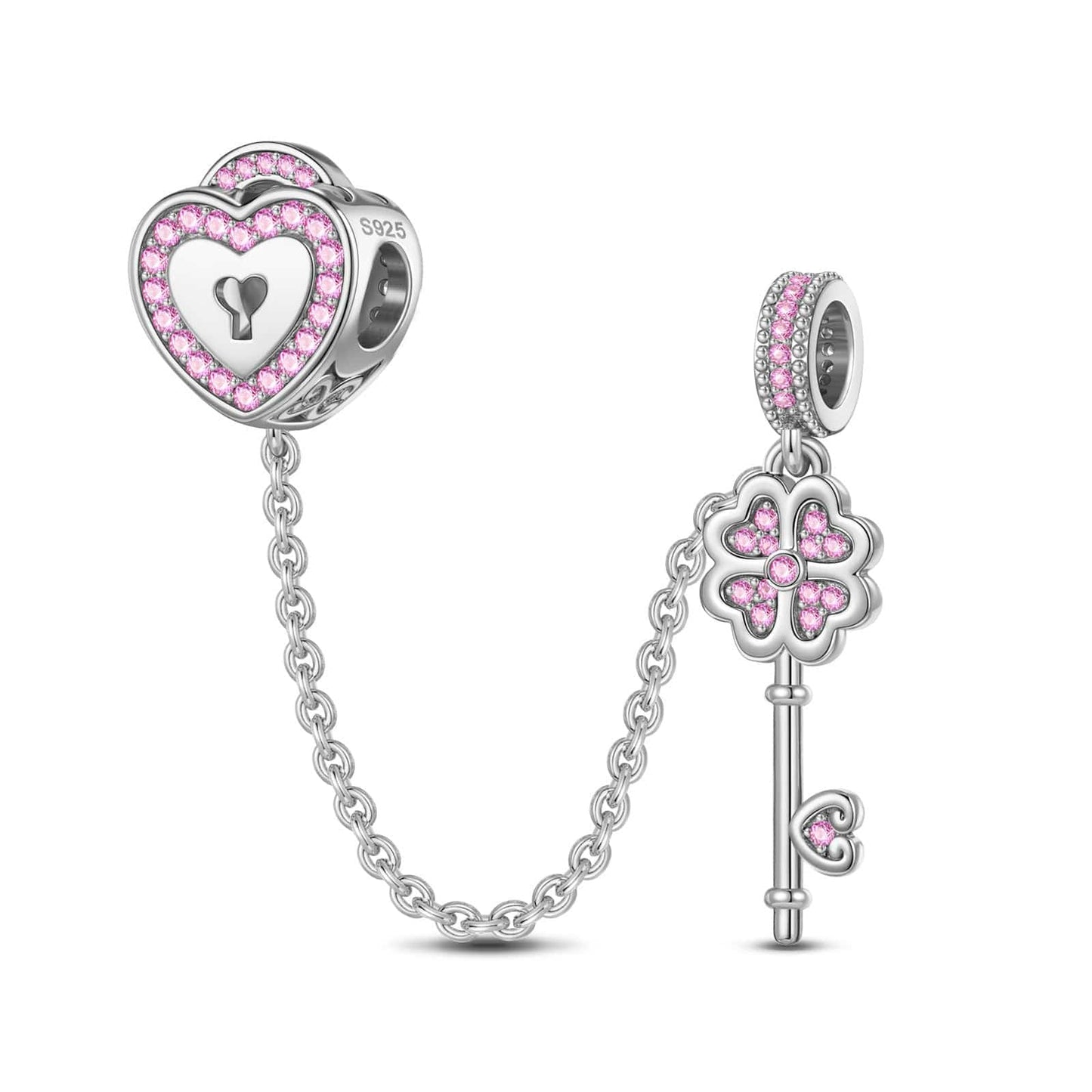 Sterling Silver The Key To My Heart Charms In White Gold Plated