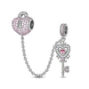 Sterling Silver The Key To My Heart Dangle Charms In White Gold Plated