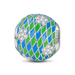 Sterling Silver Summer Night Breeze Charms With Enamel In White Gold Plated