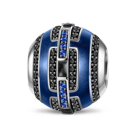 gona- Sterling Silver XL Size Grey Power Charms With Enamel In White Gold Plated For Men