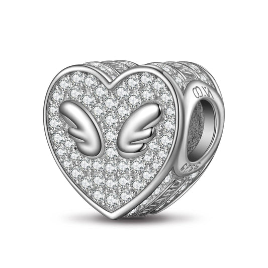 gon- Sterling Silver Angel Wings Charms With Enamel in White Gold Plated