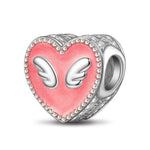 Sterling Silver Angel Wings Charms With Enamel in White Gold Plated