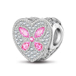 Sterling Silver Love's Wings Charms In White Gold Plated