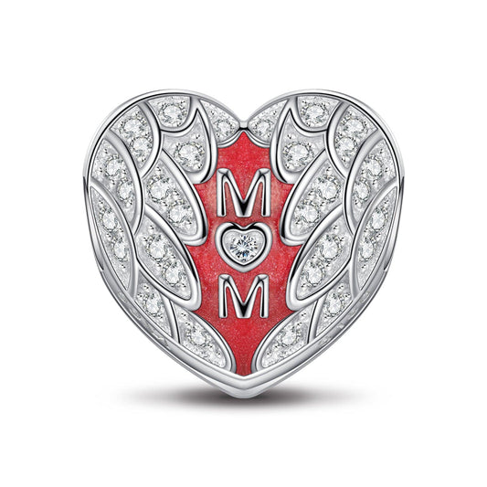 gon- Sterling Silver Mother's Love Clips With Enamel In White Gold Plated