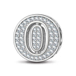 Sterling Silver Number Zero Charms In White Gold Plated