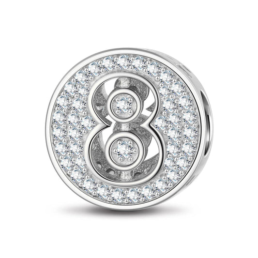 gon- Sterling Silver Number Eight Charms In White Gold Plated