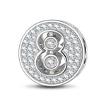 Sterling Silver Number Eight Charms In White Gold Plated