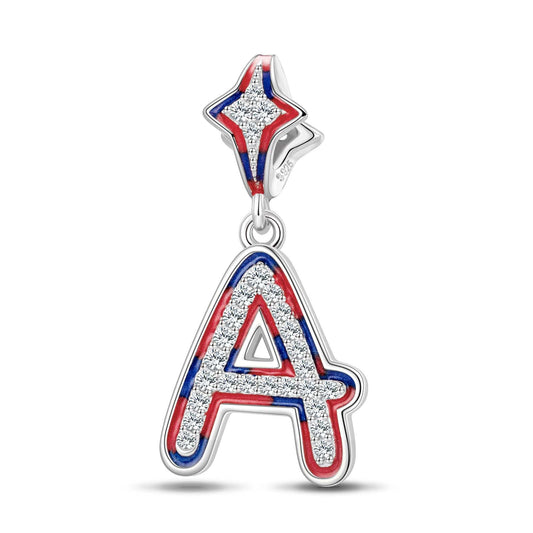 gon- Sterling Silver I Love Paris - Letter A Charms With Enamel In White Gold Plated