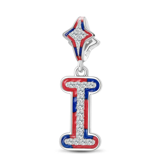 gon- Sterling Silver I Love Paris - Letter I Charms With Enamel In White Gold Plated