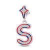 Sterling Silver I Love Paris - Letter S Dangle Charms With Enamel In White Gold Plated