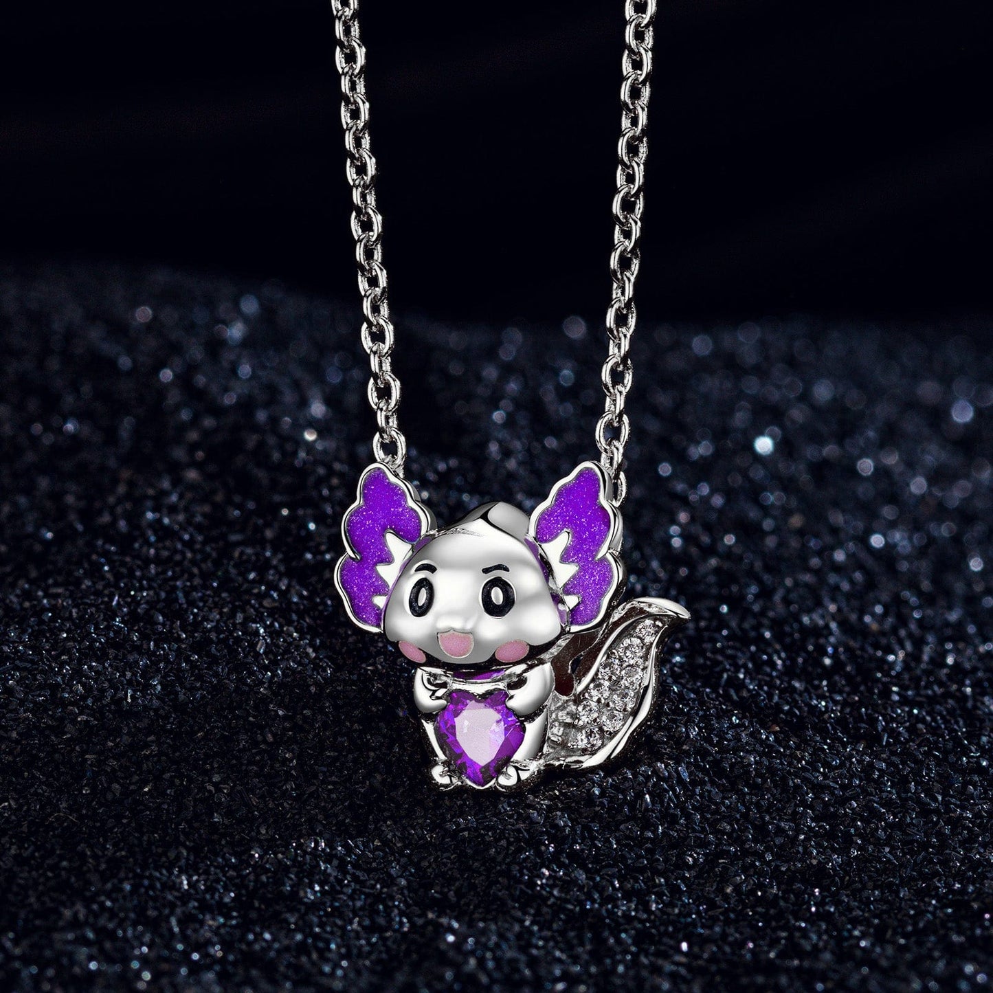 Sterling Silver Lovely Axolotl Birthstone Charms With Enamel In Silver Plated