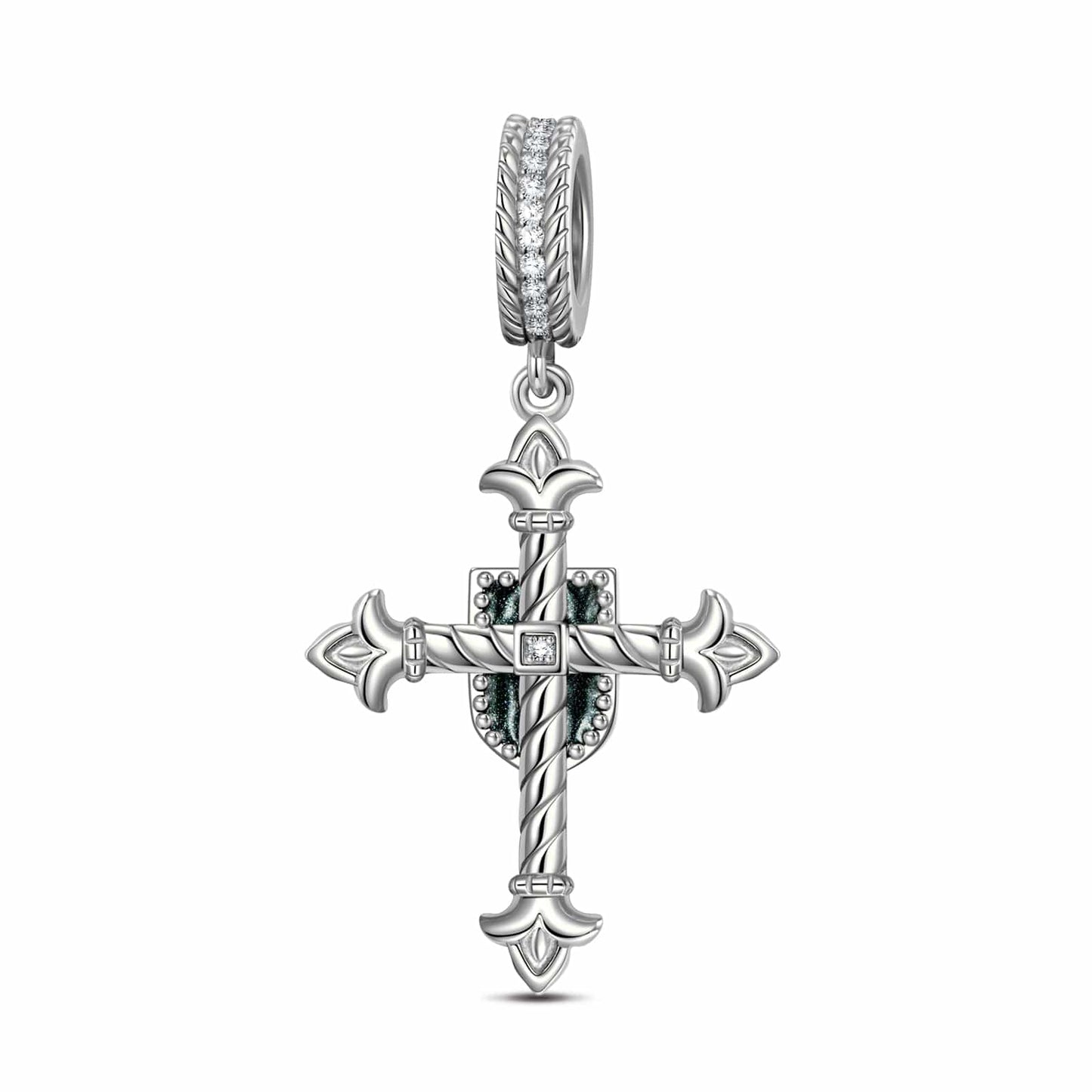 Sterling Silver XL Size The Eye of God Charms With Enamel In Blackened 925 Sterling Silver Plated For Men