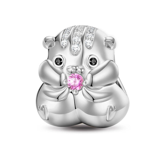 gon- Sterling Silver Lovely Squirrel Animal Charms In White Gold Plated - Heartful Hugs Collection