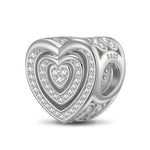 Sterling Silver Fluttering Heart Charms In White Gold Plated