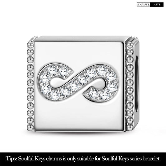 gon- Sterling Silver Infinite Rectangular Charms In White Gold Plated