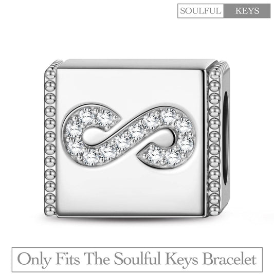 gon- Sterling Silver Infinite Rectangular Charms In White Gold Plated