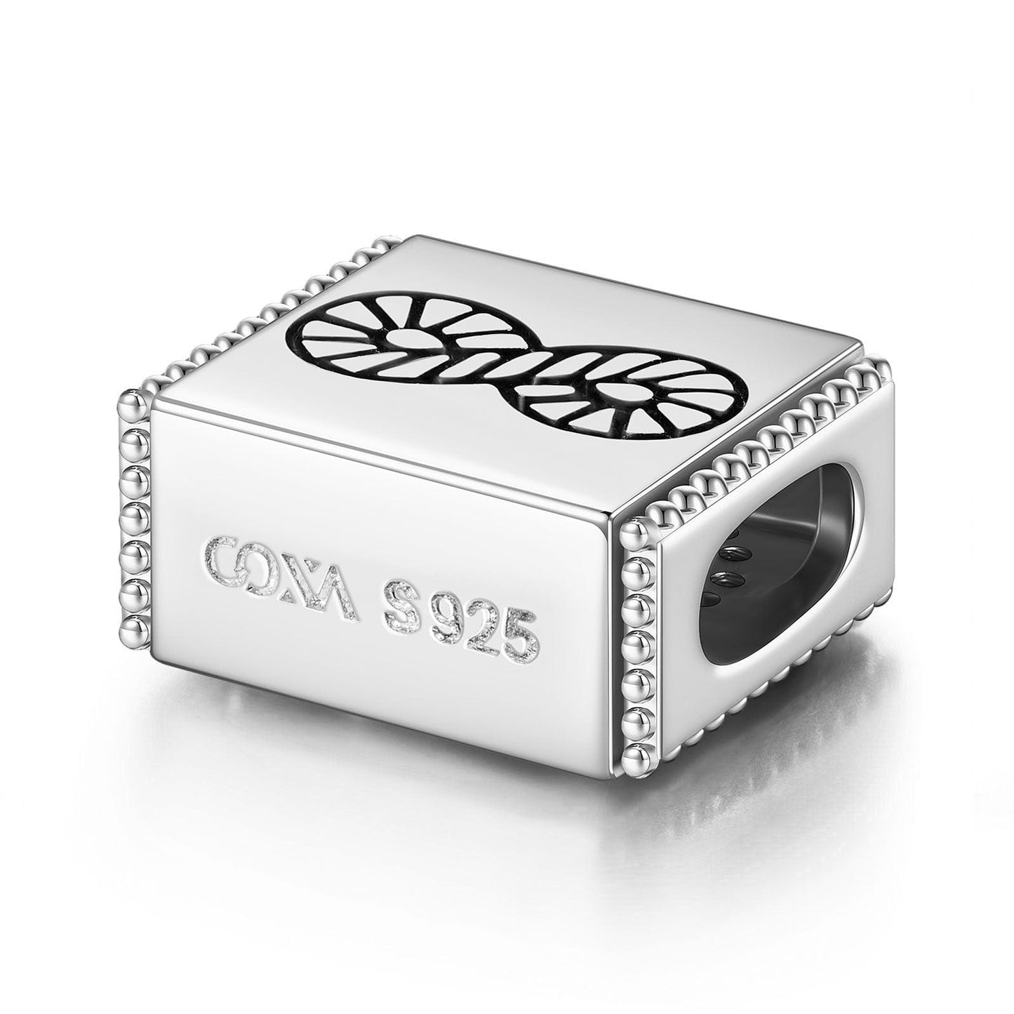 Sterling Silver Infinite Rectangular Charms In White Gold Plated