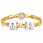 Sterling Silver Anchor Rectangular Charms In White Gold Plated