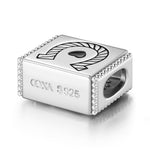 Sterling Silver Lucky Horseshoe Rectangular Charms In White Gold Plated