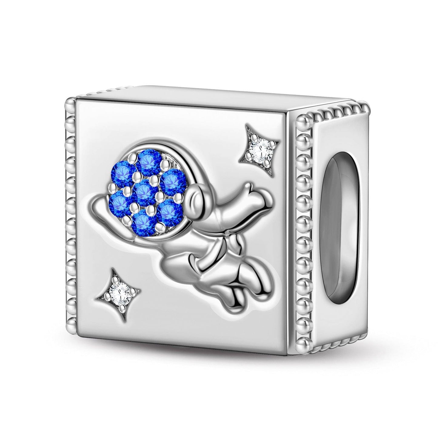 Sterling Silver Enjoy the Space Rectangular Charms In White Gold Plated