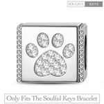 Sterling Silver Lovely Paw Rectangular Charms In White Gold Plated