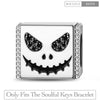 Sterling Silver Evil Smile Rectangular Charms With Enamel In White Gold Plated