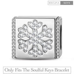 Sterling Silver Snowflake Rectangular Charms In White Gold Plated