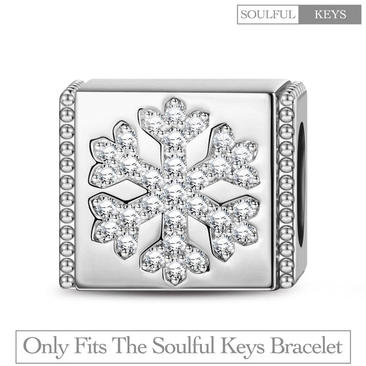 gon- Sterling Silver Snowflake Rectangular Charms In White Gold Plated