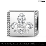 Sterling Silver Iris Rectangular Charms In White Gold Plated