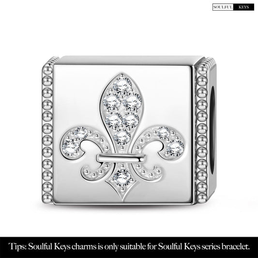 gon- Sterling Silver Iris Rectangular Charms In White Gold Plated