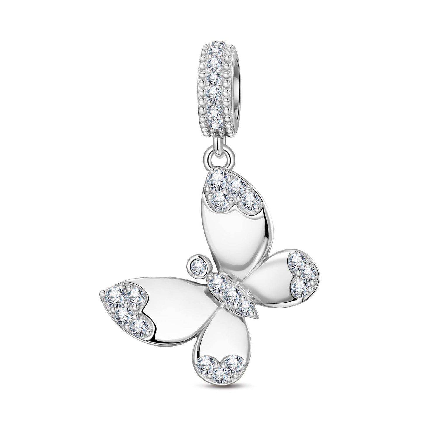 Sterling Silver Butterfly Animal Charms In White Gold Plated