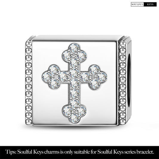 gon- Sterling Silver Cross Rectangular Charms In White Gold Plated