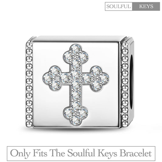 gon- Sterling Silver Cross Rectangular Charms In White Gold Plated