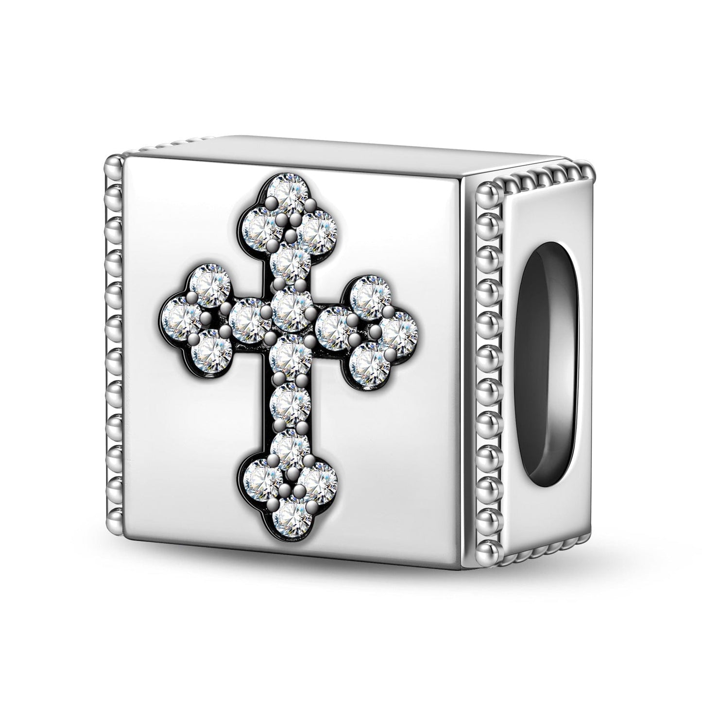 Sterling Silver Cross Rectangular Charms In Silver Plated