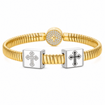 Sterling Silver Cross Rectangular Charms In White Gold Plated
