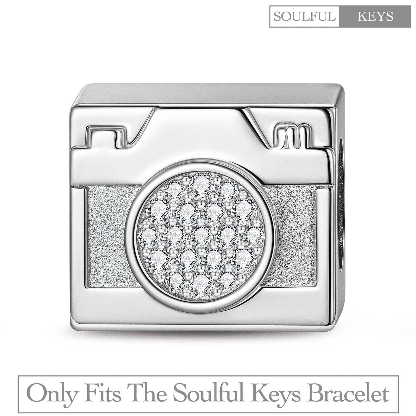 Sterling Silver Beauty Captured Rectangular Charms In White Gold Plated