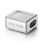 Sterling Silver Beauty Captured Rectangular Charms In White Gold Plated