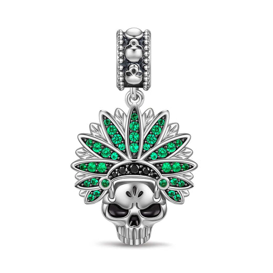 gon- Sterling Silver Samba Skull Dangle Charms With Enamel In Blackened 925 Sterling silver Plated