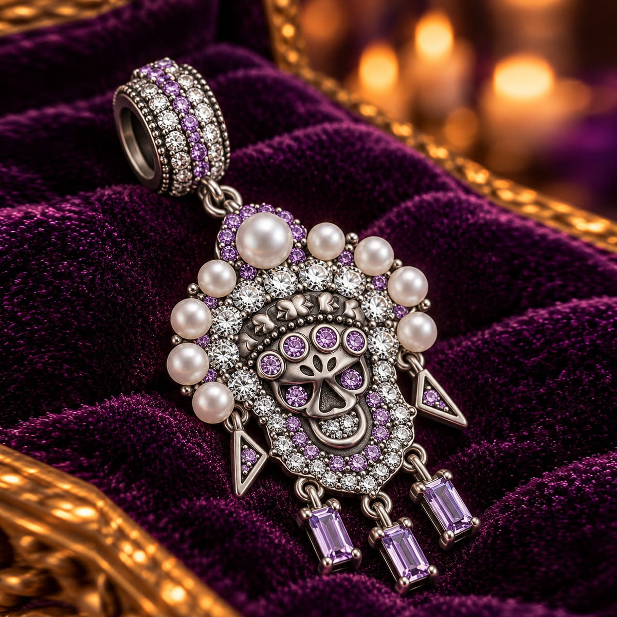Limited Edition Flash Sale: Sterling Silver Pearl Opera Ghost Dangle Charms In Blackened 925 Sterling silver Plated