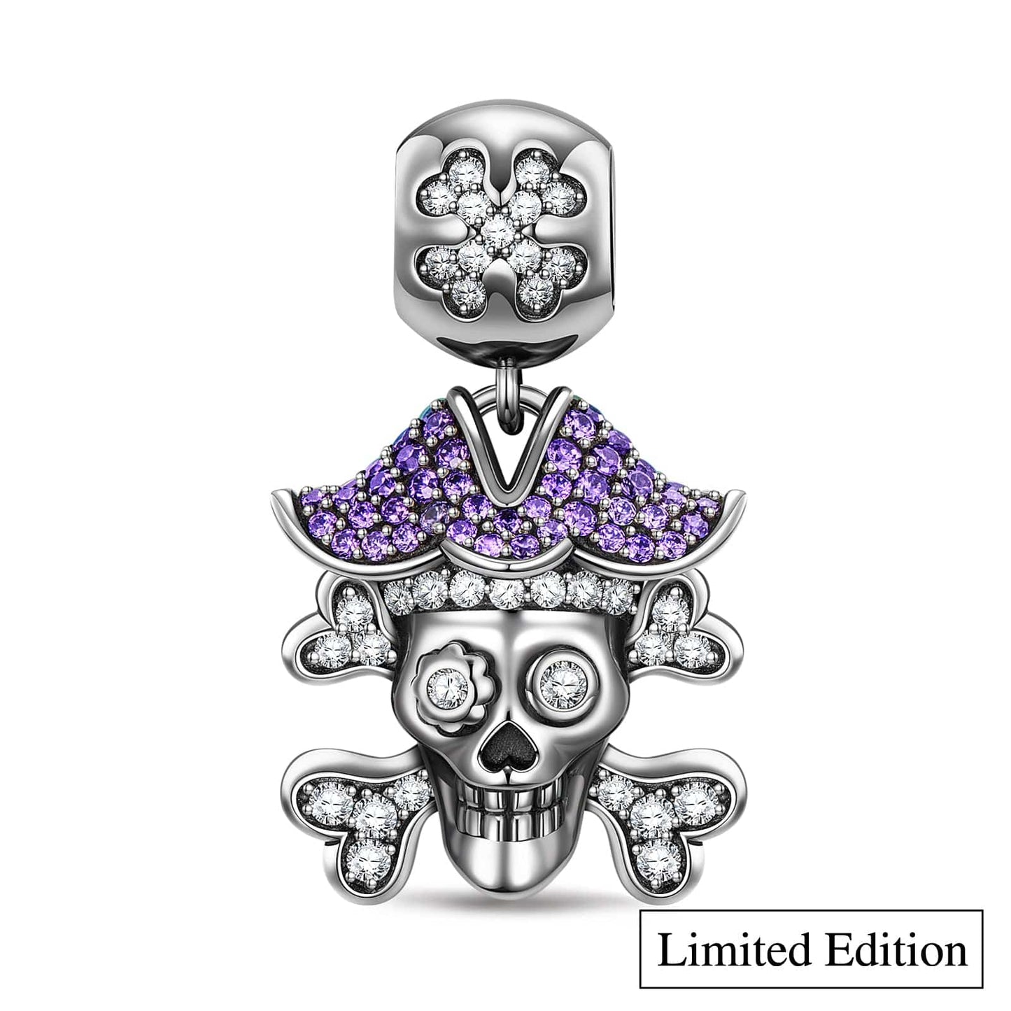 Limited Edition Flash Sale: Sterling Silver Pirate Skull Dangle Charms In Blackened 925 Sterling silver Plated