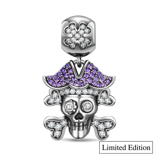 gon- Limited Edition Flash Sale: Sterling Silver Pirate Skull Dangle Charms In Blackened 925 Sterling silver Plated