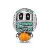 Luminous Sterling Silver Mummy Pumpkin Charms With Enamel In Blackened 925 Sterling silver Plated