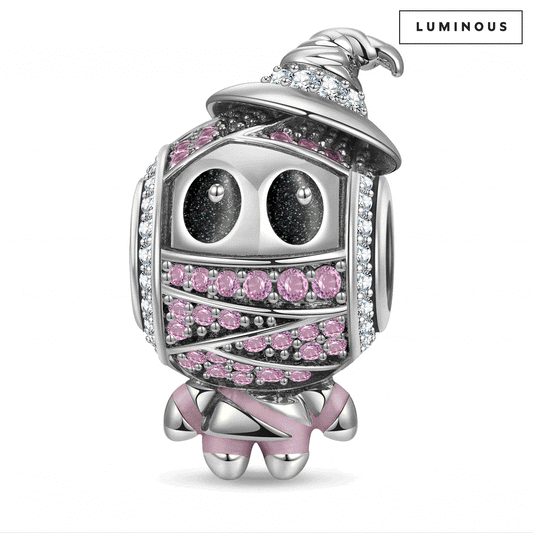gona- Luminous Sterling Silver Cowboy Mummy Charms With Enamel In Blackened 925 Sterling silver Plated