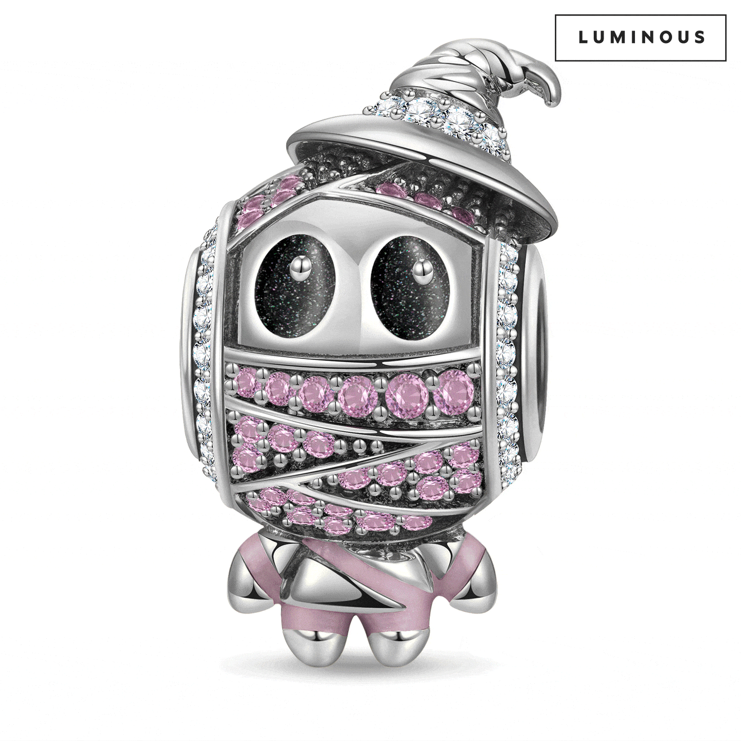 Luminous Sterling Silver Cowboy Mummy Charms With Enamel In Blackened 925 Sterling silver Plated