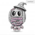 Luminous Sterling Silver Cowboy Mummy Charms With Enamel In Blackened 925 Sterling silver Plated