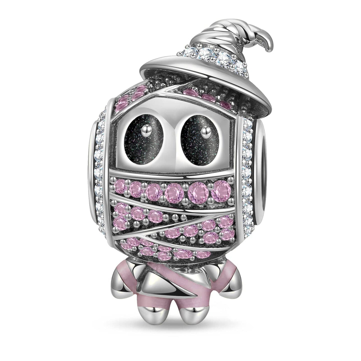 Luminous Sterling Silver Cowboy Mummy Charms With Enamel In Blackened 925 Sterling silver Plated