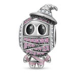 Luminous Sterling Silver Cowboy Mummy Charms With Enamel In Blackened 925 Sterling silver Plated