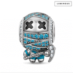 Luminous Sterling Silver Reaper Mummy Charms With Enamel In Blackened 925 Sterling silver Plated