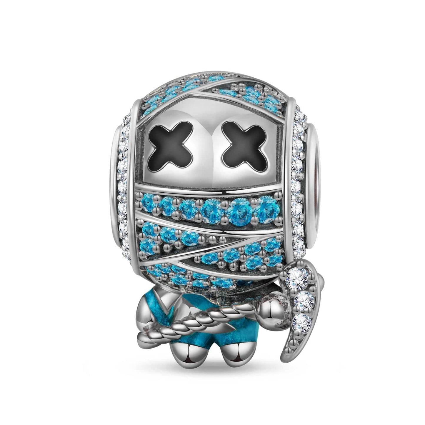Luminous Sterling Silver Reaper Mummy Charms With Enamel In Blackened 925 Sterling silver Plated
